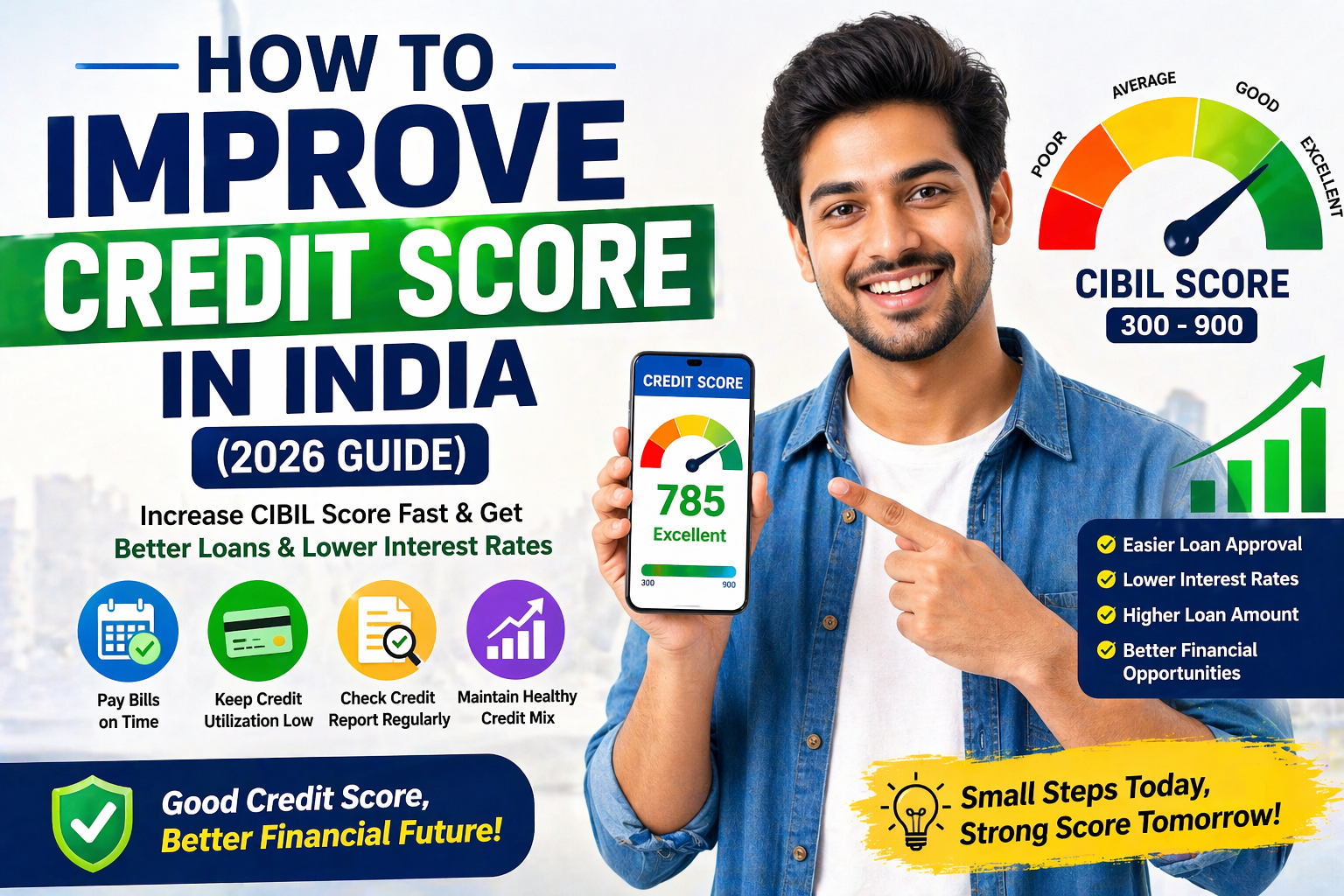 How to Improve Credit Score in India (2026 Guide) – Increase CIBIL Score Fast