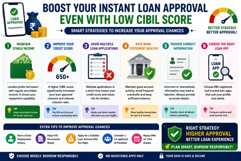 instant loan approval strategy low cibil score india improve loan eligibility tips 2026