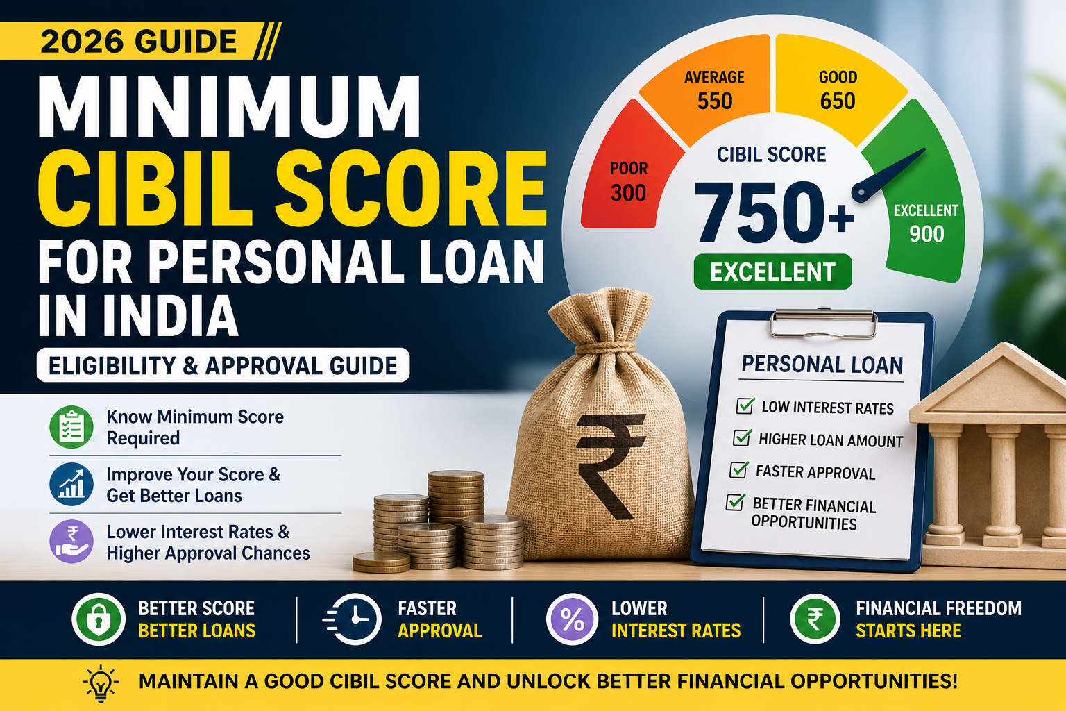 Minimum CIBIL Score for Personal Loan in India (2026) – Eligibility & Approval Guide