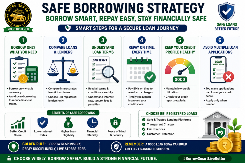 safe borrowing strategy loan apps india responsible borrowing tips rbi registered loans 2026