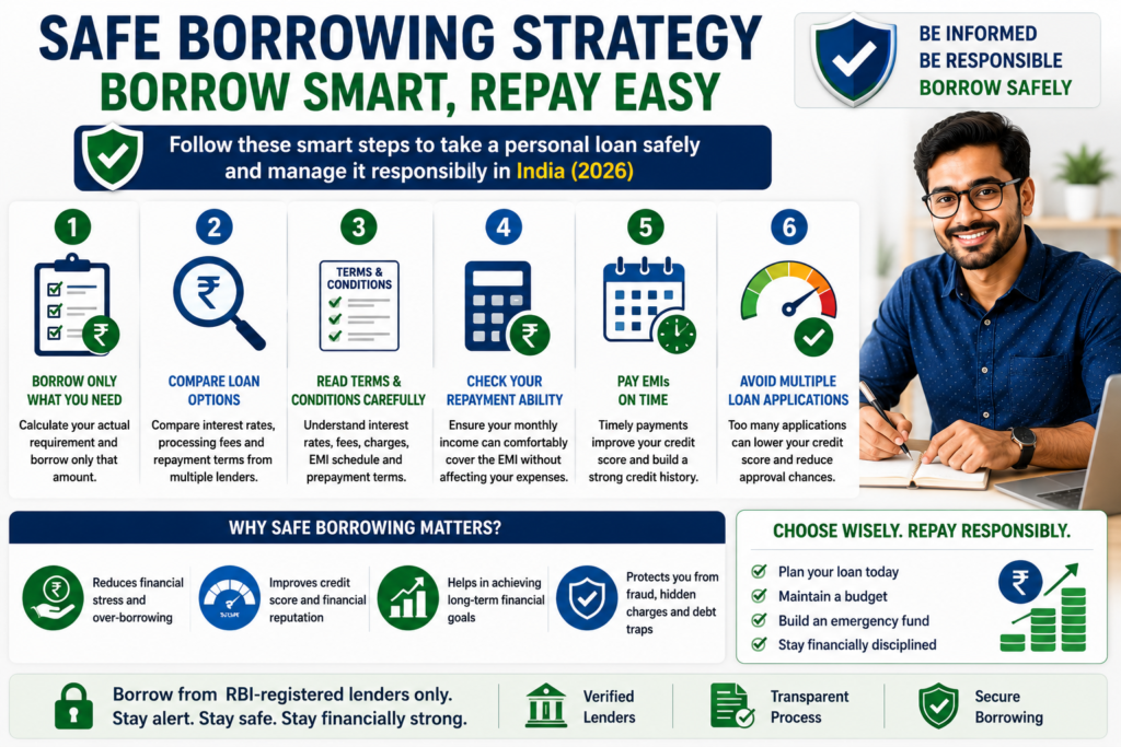 safe borrowing strategy self employed loans india responsible loan management tips 2026