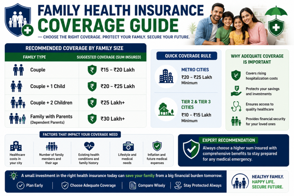 family health insurance coverage guide recommended sum insured by family size india 2026