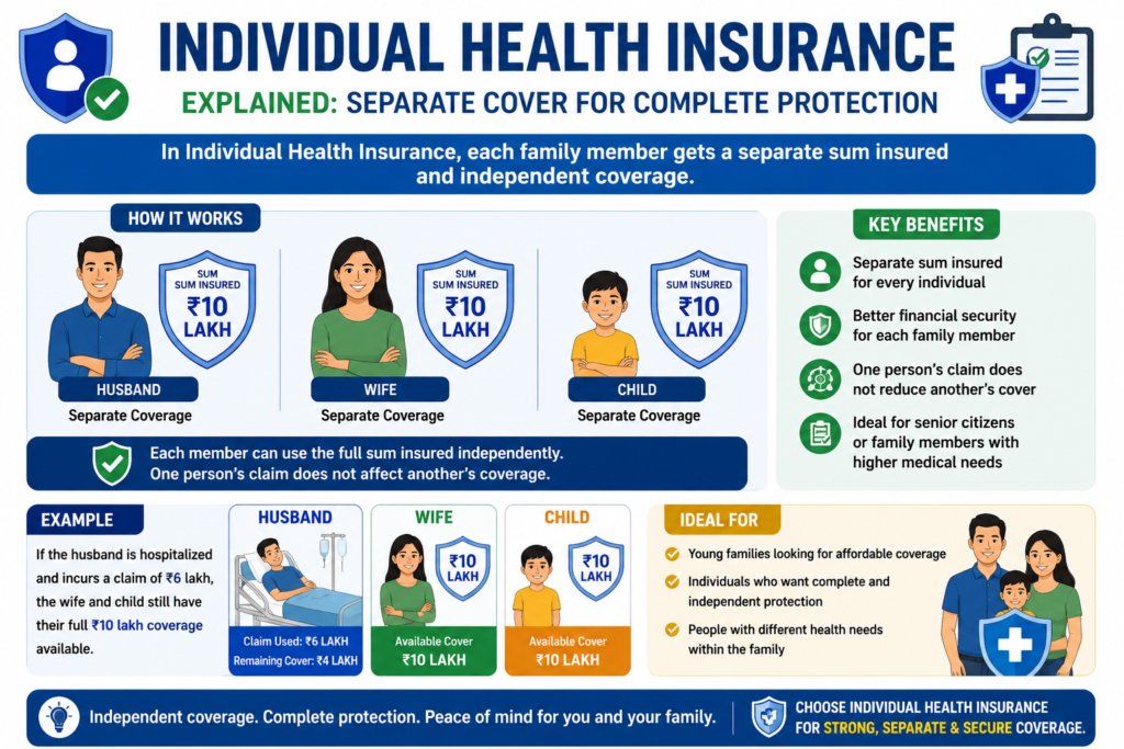 individual health insurance explained separate coverage for each family member india 2026
